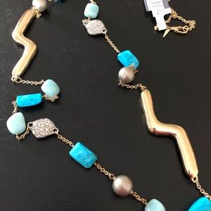 NWT’Alexis Bittar Necklace 24in gold & turquoise.
